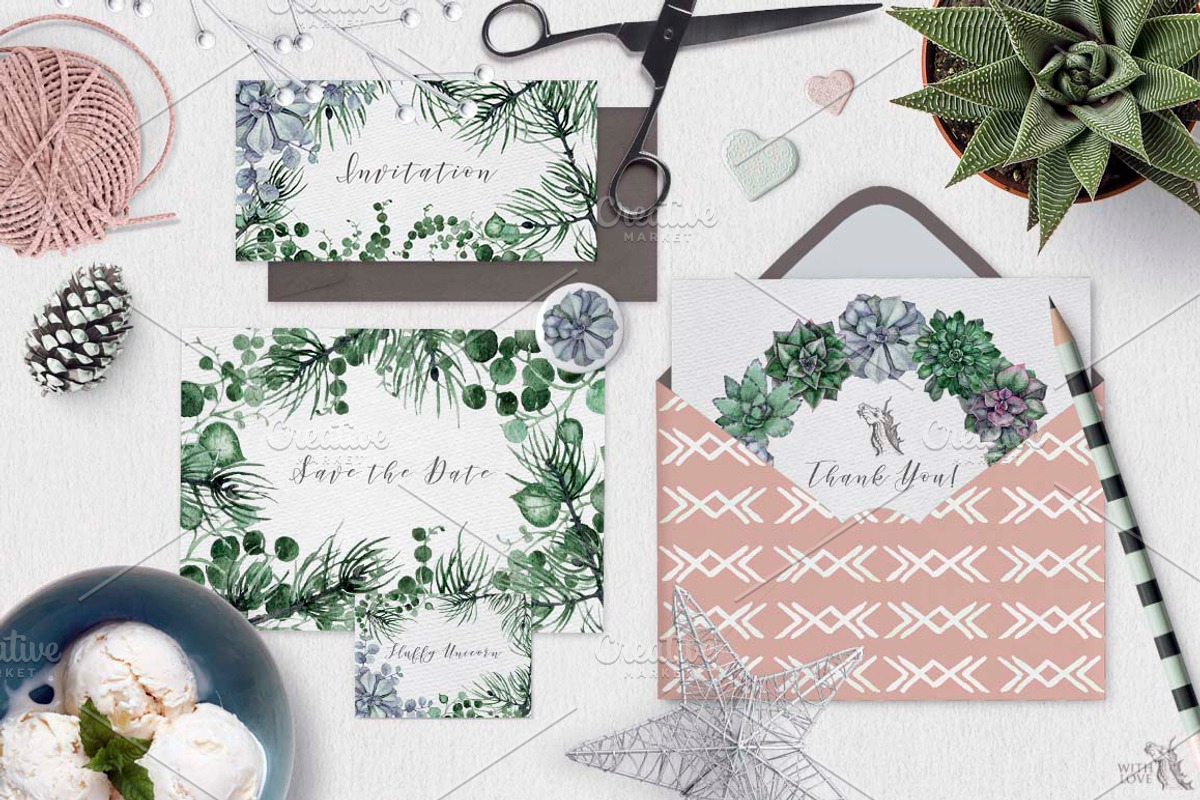 Watercolor Scandinavian Succulents, an Illustration by Fluffy Unicorn (Photo 5 of 11)