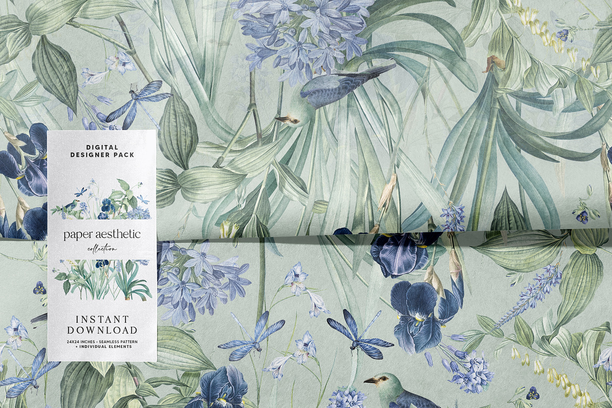 Mint Floral Luxury Paper Pack, a Pattern Graphic by paper aesthetic (Photo 5 of 7)