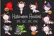 Cute Halloween Axolotl Set of Animal, an Animal Illustration by ArtVarStudio (Thumbnail 1 of 3)