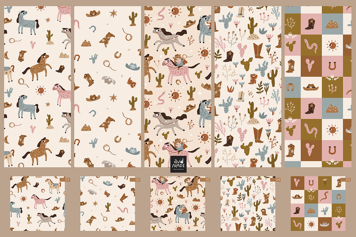 Little Western – clipart and pattern, an Animal Illustration by avdnadi (Photo 8 of 11)