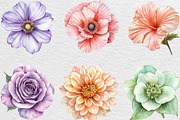 Watercolor Pastel Flowers Clipart, an Illustration by Black Bird Studio (Thumbnail 3 of 6)