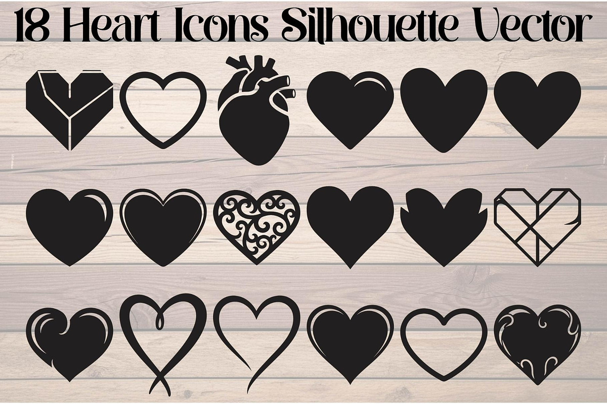Heart Icons Silhouette, an Object Graphic by Creativeshirt (Photo 1 of 17)