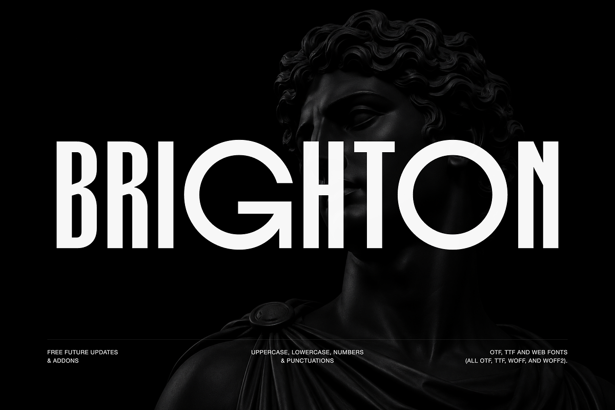 Brighton – Modern Display Typeface, a Sans Serif Font by Webhance Studio (Photo 1 of 13)