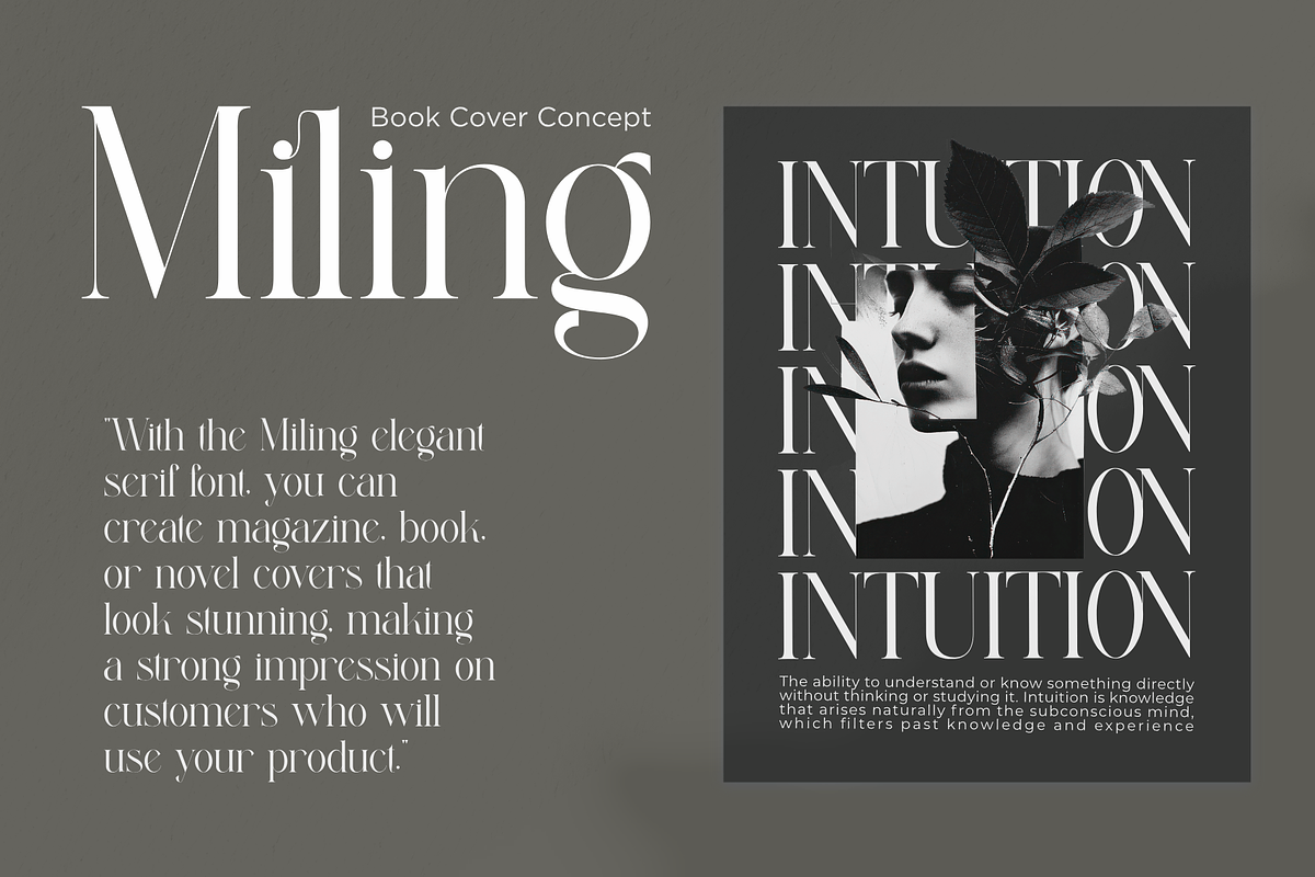 Miling Modern Serif Typeface, a Serif Font by Alfinart (Photo 4 of 10)