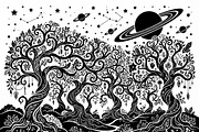 50 Mystical Galaxy Forest Silhouette, a Technology Illustration by Amazin_art (Thumbnail 35 of 41)