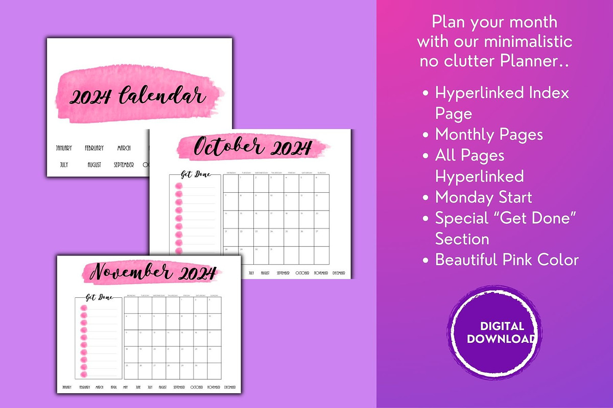 Calendar 2024 | Digital | Pink, a Templates & Theme by Design Composer (Photo 2 of 4)