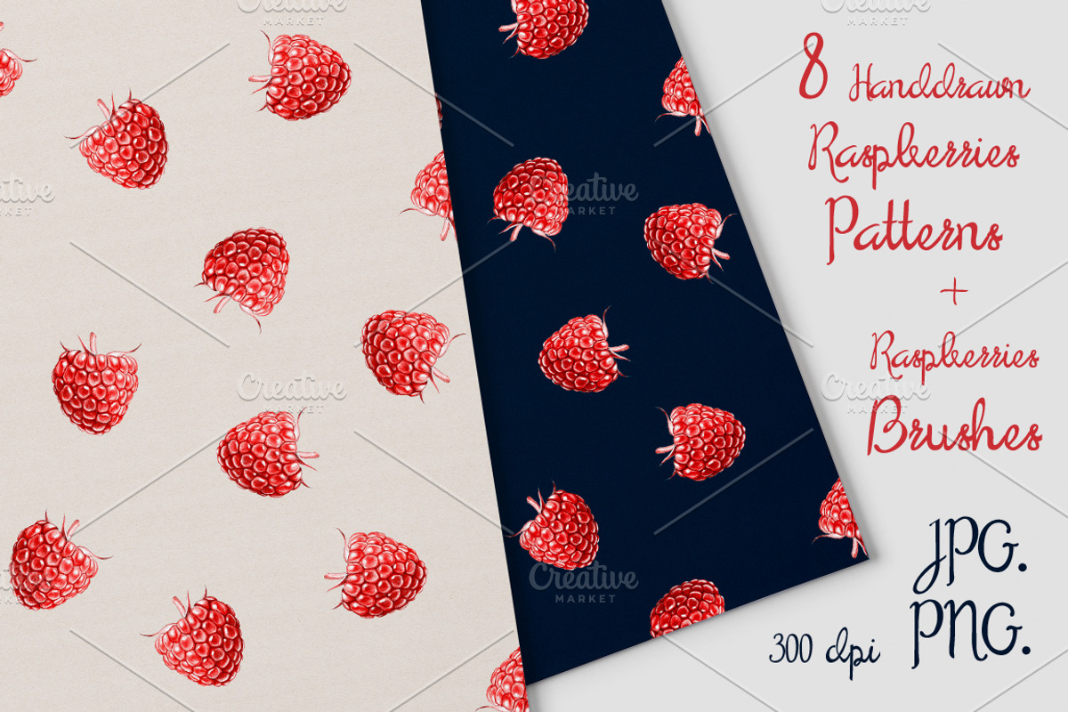 8 Raspberries Patterns & Brash, a Pattern Graphic by ZiziMarket (Photo 1 of 5)
