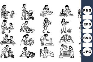 Child Care Activity Clipart Set, an Illustration by designvectx