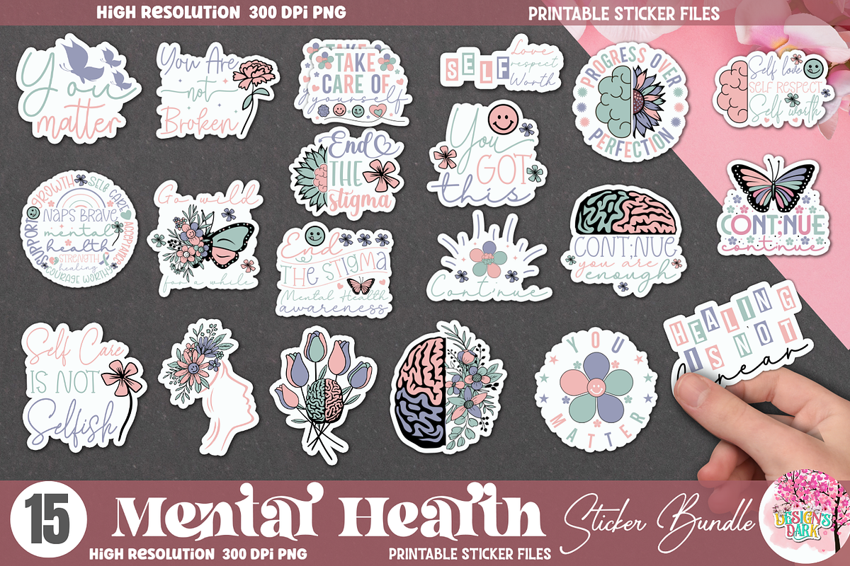 Mental Health Sticker Bundle, an Object Graphic by Design's Dark (Photo 1 of 14)
