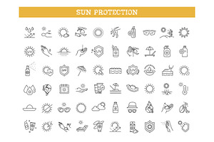 Sun Protection icons. UV protection, an Object Illustration by Tettygreen