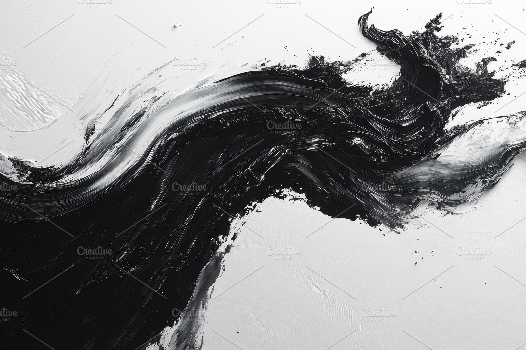 Abstract black and white paint swirl, a Photo by Tanuart