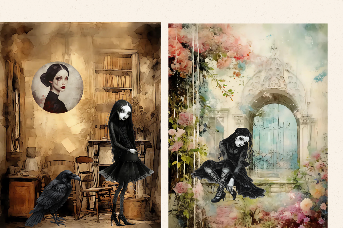 GOTHIC BEAUTIES CHARACTERS CLIPART, a Person Illustration by Daring Digies (Photo 9 of 10)