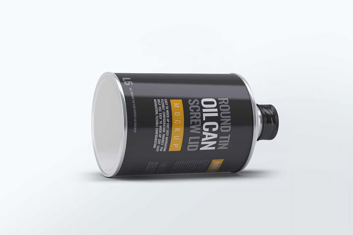 Oil Round Tin Can Screw Lid Mockup, an Advertising Mockup by Hubzway (Photo 6 of 7)