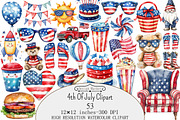 Watercolor 4th Of July Clipart PNG, a Seasonal Illustration by Design Market (Thumbnail 1 of 5)
