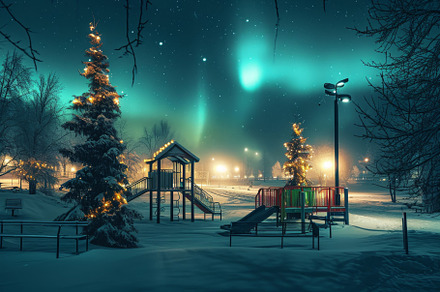 A snowy park filled with activity as, a Photo by Iftikhar Alam