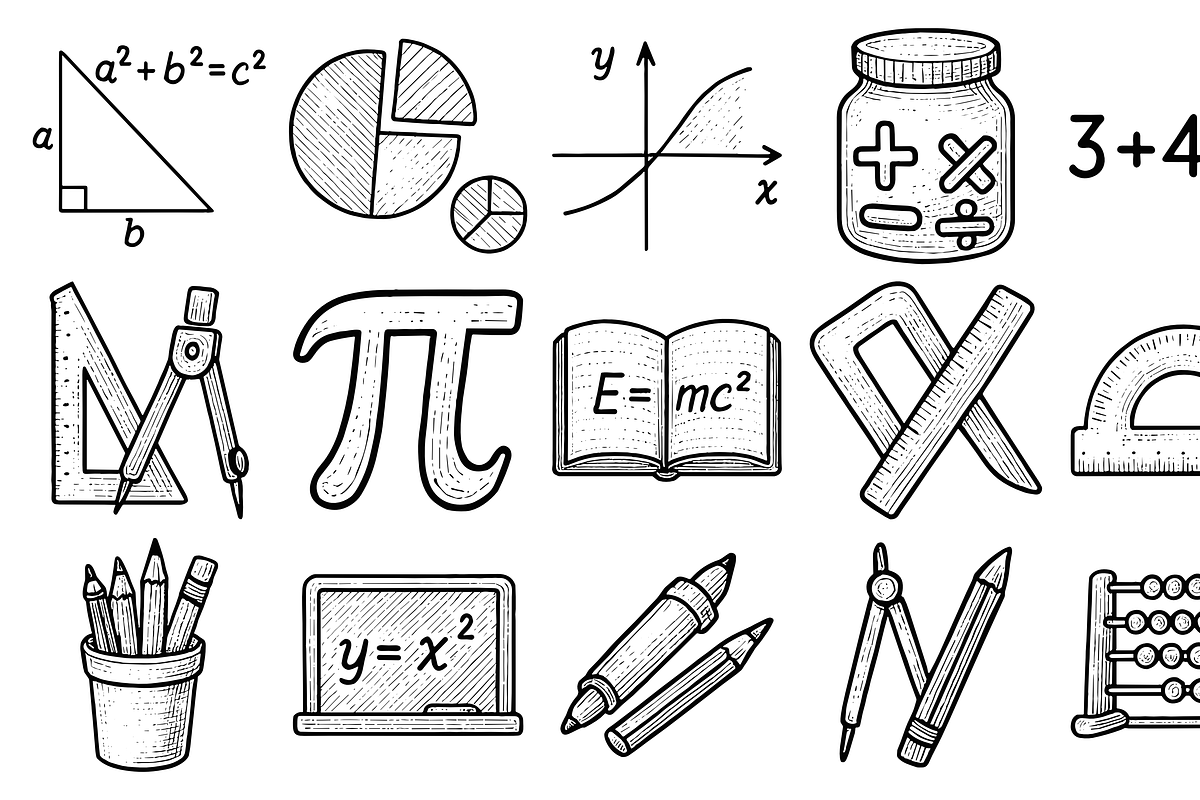Math Learning Icons, an Object Graphic by nikagraphic