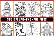 Adult Merry Christmas Coloring Pages, a Seasonal Illustration by Ink Gallery (Thumbnail 4 of 6)