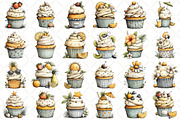 Watercolor Summer Cupcake Clipart, an Illustration by Black Bird Studio (Thumbnail 2 of 5)