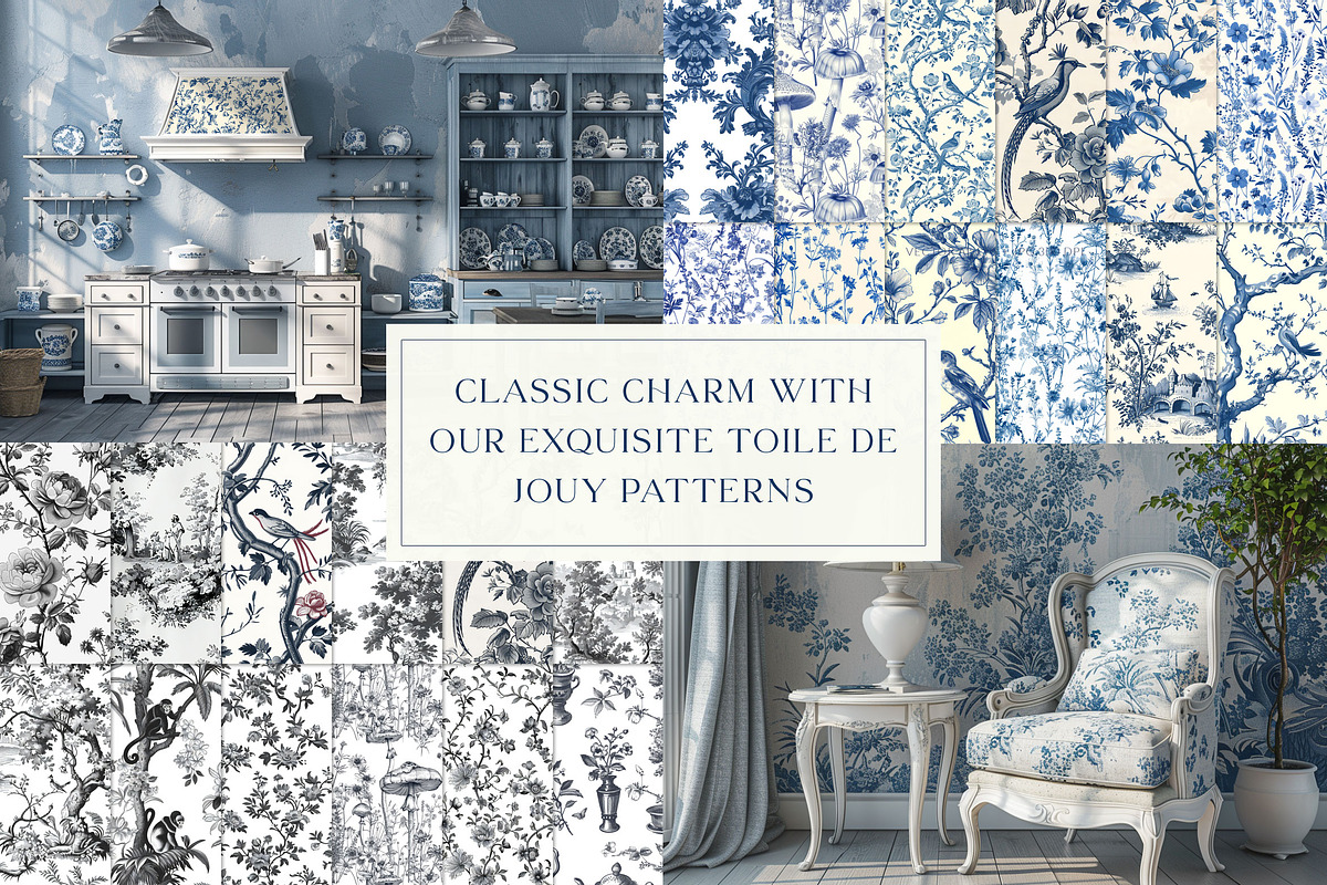 Toile de Jouy Patterns Bundle, a Pattern Graphic by Olya Creative (Photo 4 of 41)