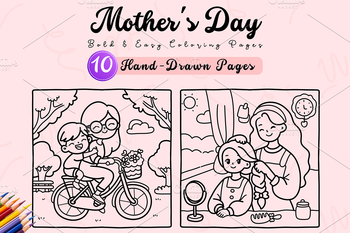 Bold & Easy Mother's Day Coloring, a Seasonal Illustration by Neon Studio (Photo 1 of 4)