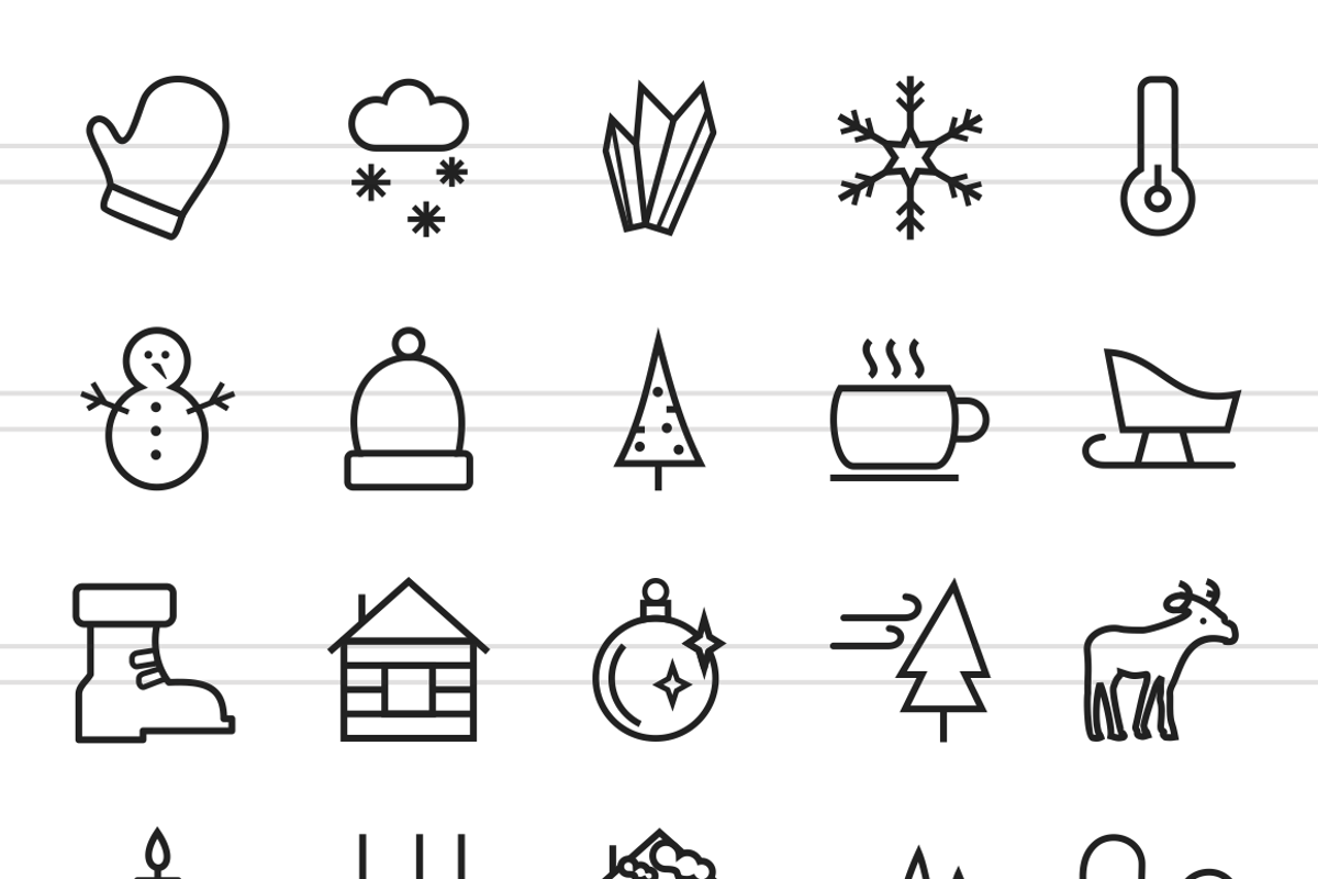 50 Winter Line Icons preview 2