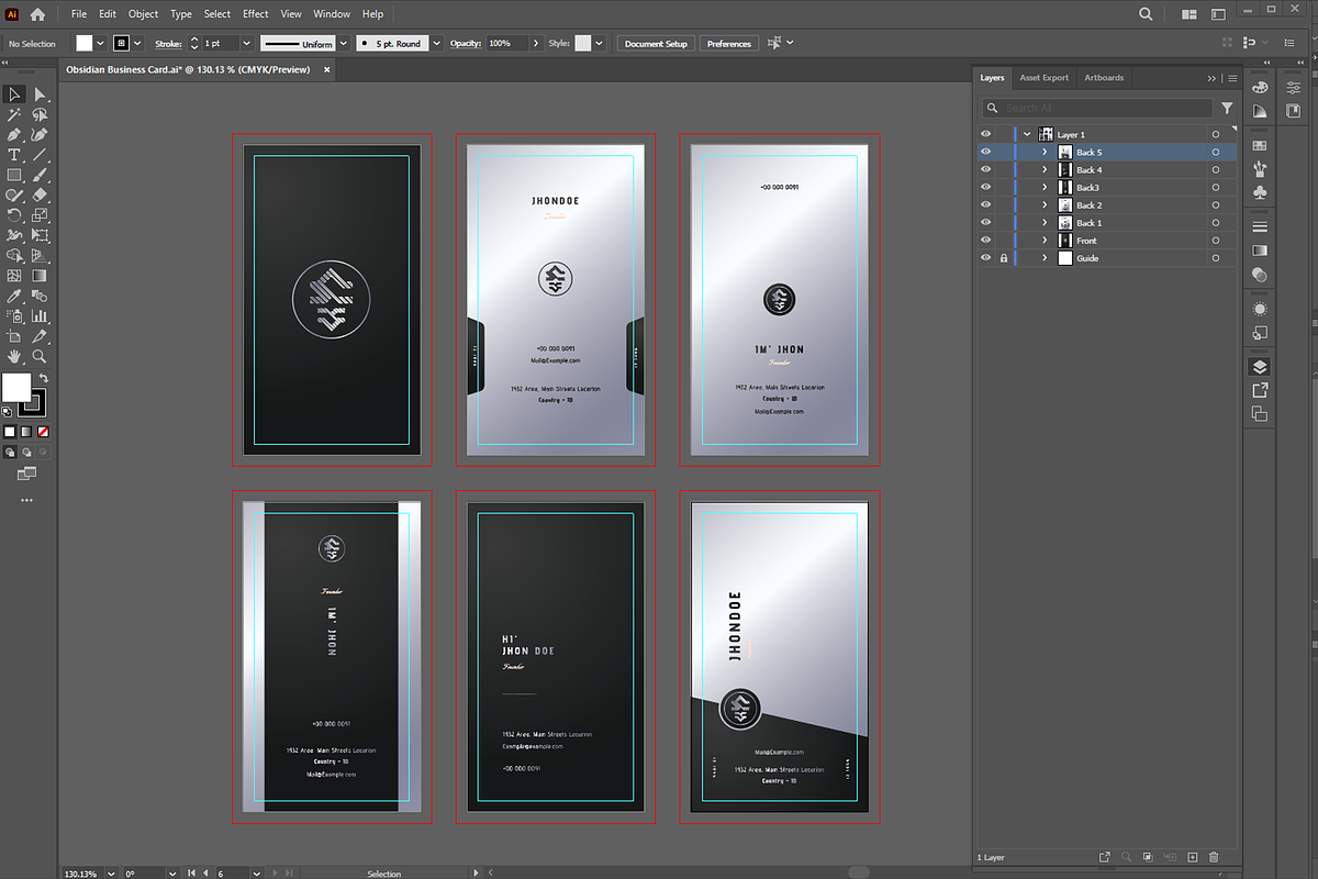 Obsidian - Stylish Business Cards, a Business Card Template by Ctrl space studio (Photo 7 of 9)