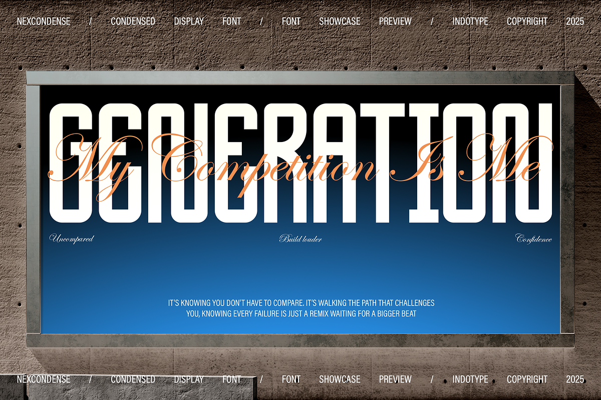 NexCondense - Condensed Display Font, a Sans Serif Font by Indotype Foundry (Photo 8 of 9)