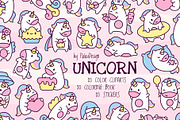 Cute Kawaii Unicorn Characters, an Animal Illustration by Palau (Thumbnail 1 of 12)