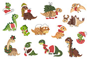 Cute Christmas Dinosaurs, an Animal Illustration by Barsuk's Shop (Thumbnail 2 of 2)