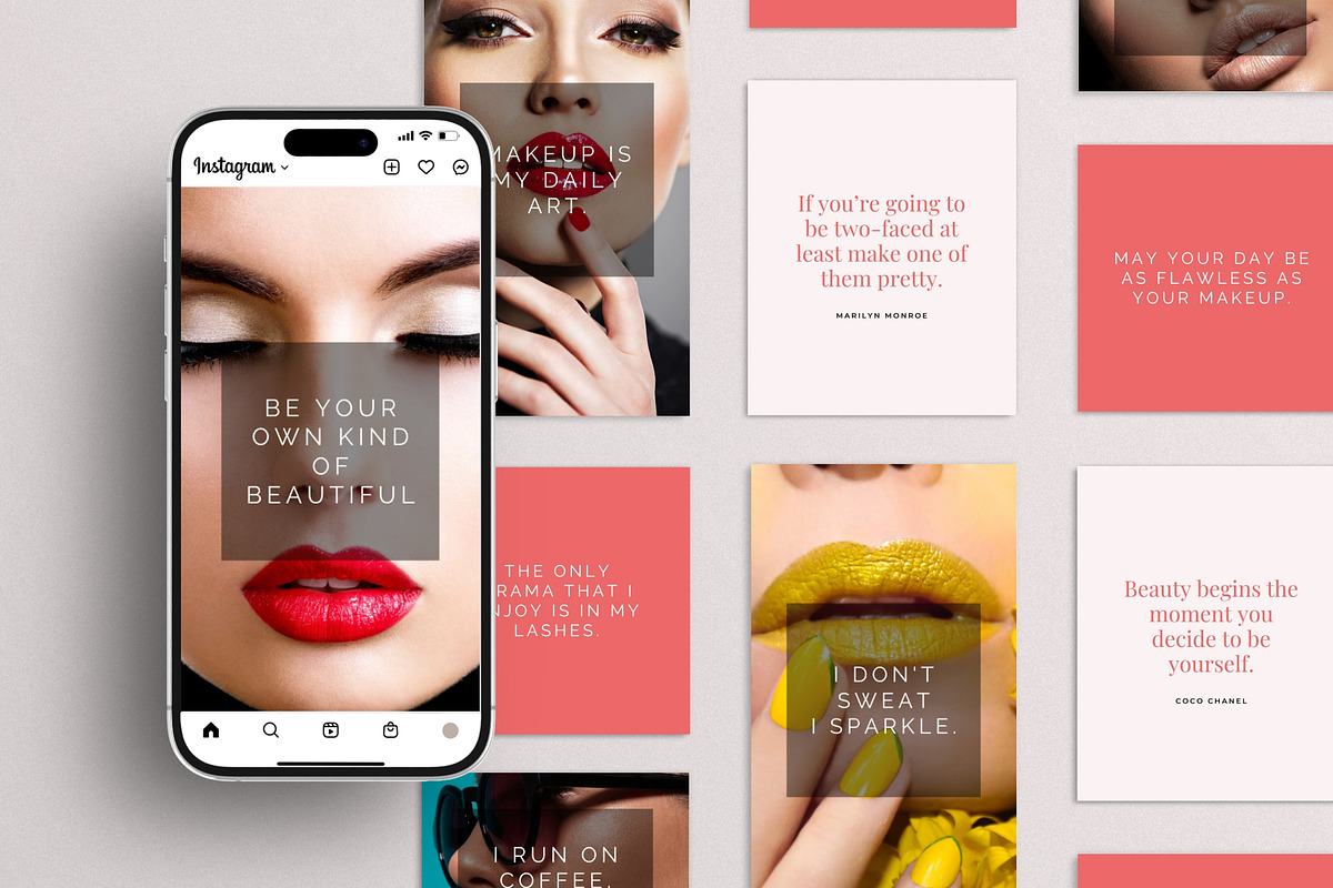 Makeup Beauty Quote Templates Canva, a Social Media Template by DeeBeeDesign (Photo 1 of 9)