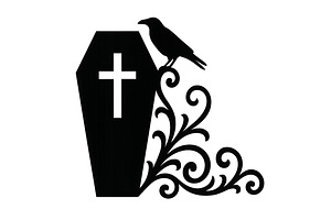 Halloween coffin silhouette with dec, an Illustration by Dvoevnore photos