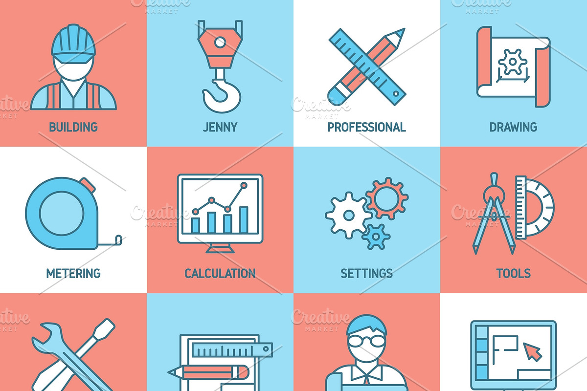 Engineering And Blueprint Icons Set, an Icon by Alexander Belenkiy