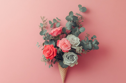 Floral arrangement in a cone shape, a Photo by Beautiful things