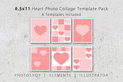 8.5x11 Heart Collage Photo Templates, a Poster Template by Loveurstyle Designs (Thumbnail 1 of 3)