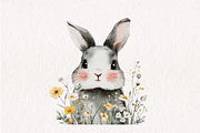 Watercolor Bunnies and Wild Flower, an Illustration by CreationArt (Thumbnail 10 of 10)