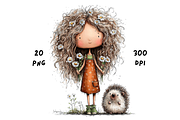 Whimsical Floral Girl & Hedgehog, an Animal Illustration by GiraffeCreative (Thumbnail 11 of 20)