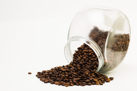 Black coffee in a glass cup and grai stock photo containing cup and coffee, a Food & Drink Photo by oleghz