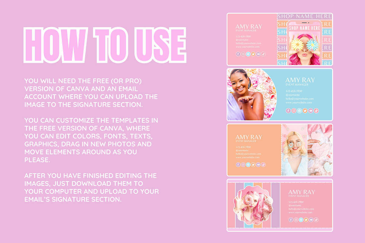 Pastel Email Signature Templates, an Email Template by SunshineStudioBoutique (Photo 3 of 9)