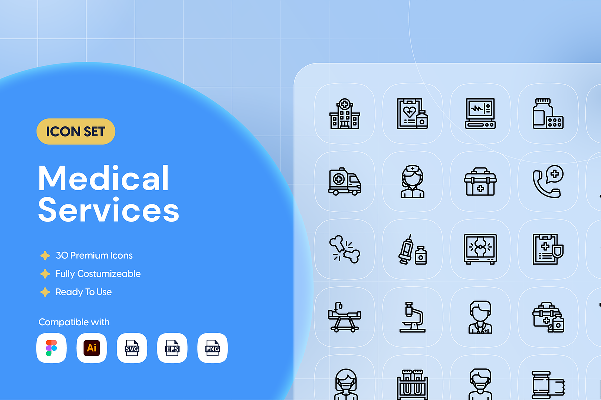 Medical Services Icon Set, an Outline Icon by Nathaya Studio (Photo 1 of 2)