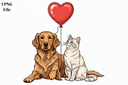 Dog and Cat Valentine PNG, an Illustration by Canvas Craft (Thumbnail 2 of 6)
