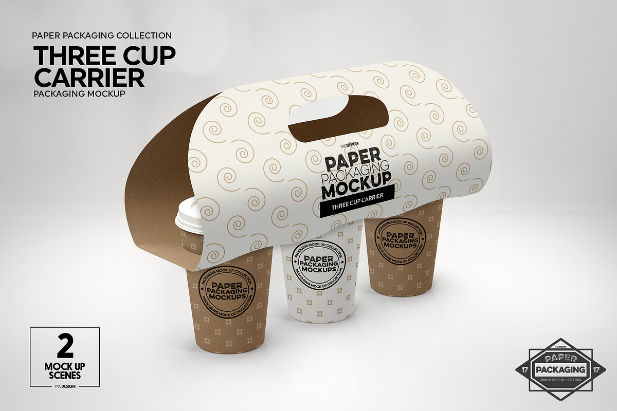 Three Cup Paper Carrier Mockup, a Cups & Container Mockup by INCDesign (Photo 10 of 12)