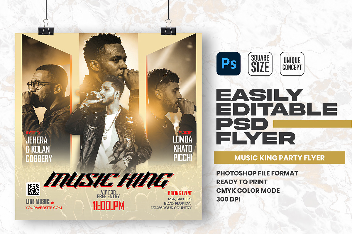 Music King Party Flyer Design, a Flyer Template by Shajib Shikder (Photo 1 of 2)