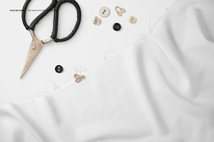 Sewing Items Wrinkled Fabric Mockup