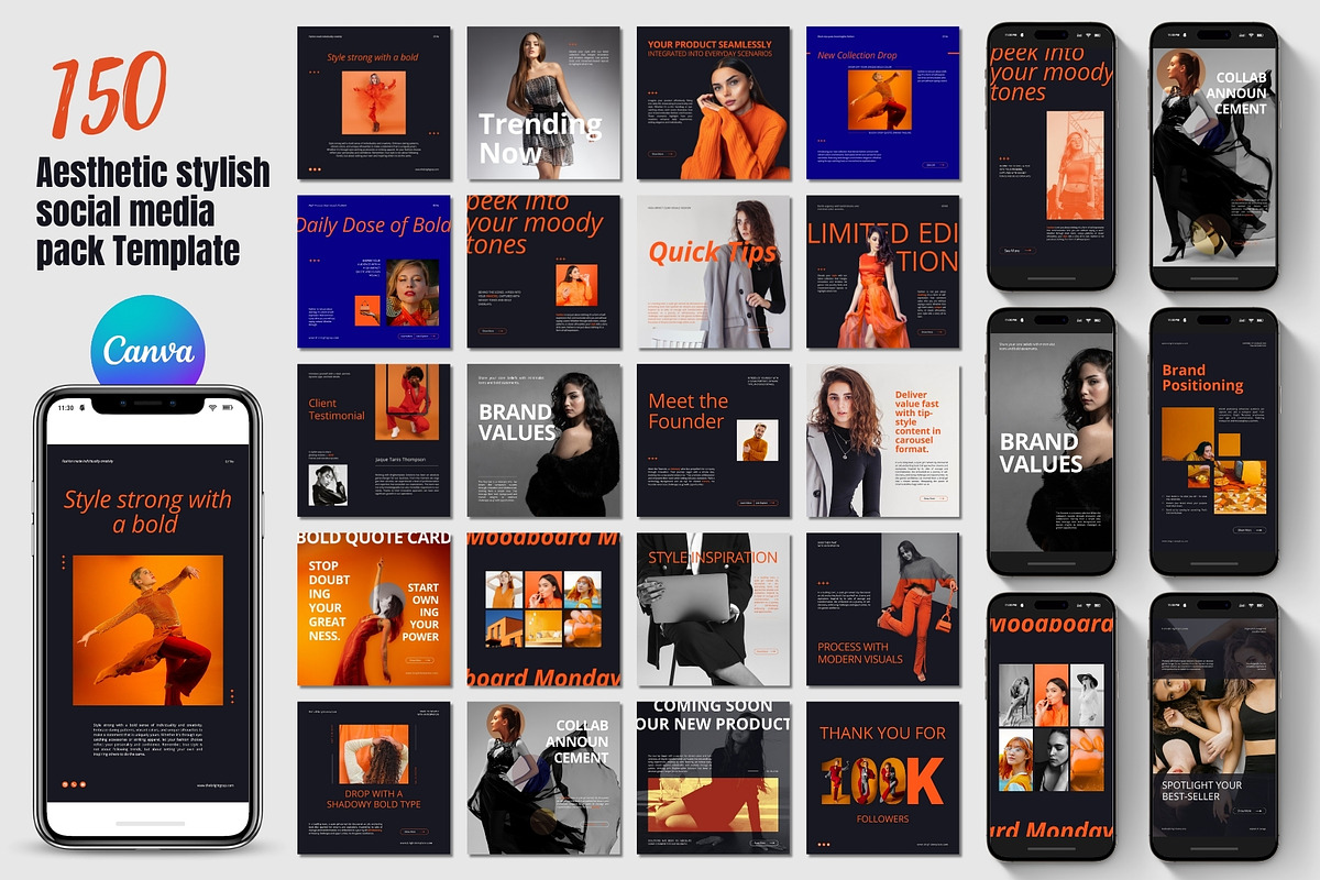 150 Animated Canva Instagram Bundle, a Social Media Template by TheBrightGrap (Photo 1 of 12)