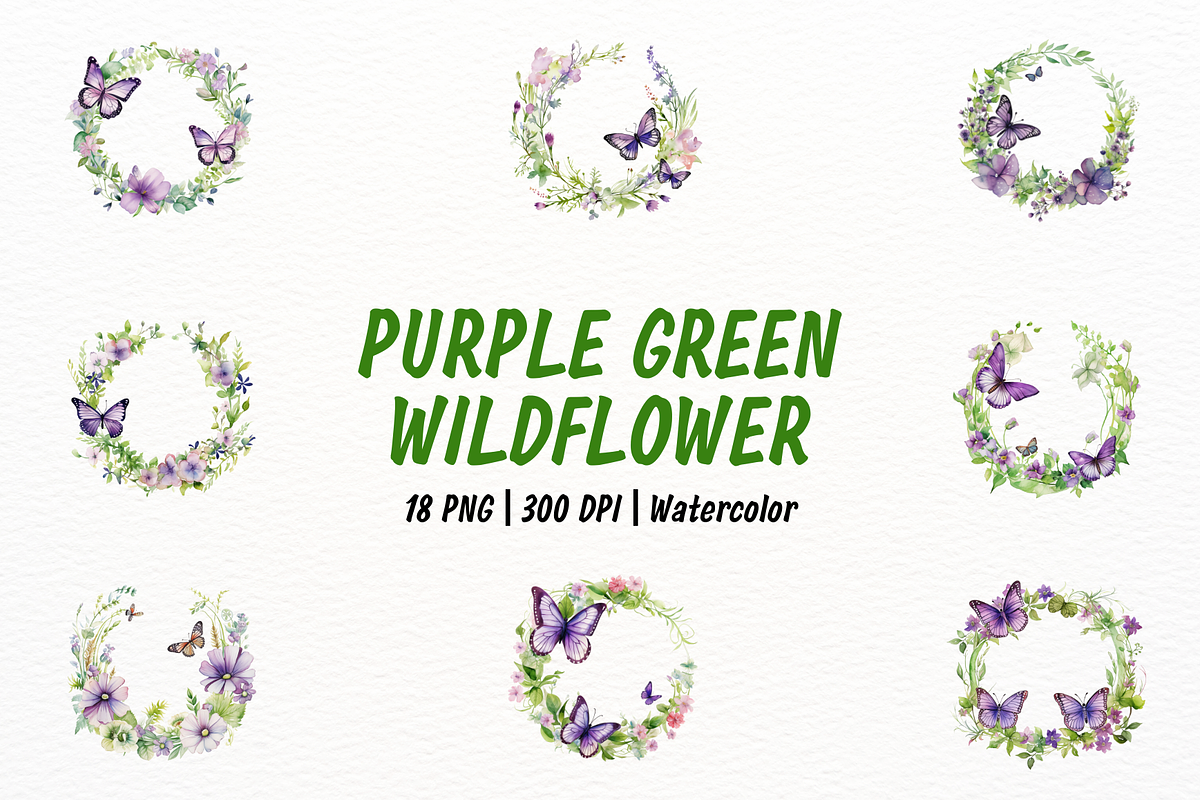 Purple and Green Wildflower Wreath, an Object Illustration by New-School-Wave (Photo 1 of 5)