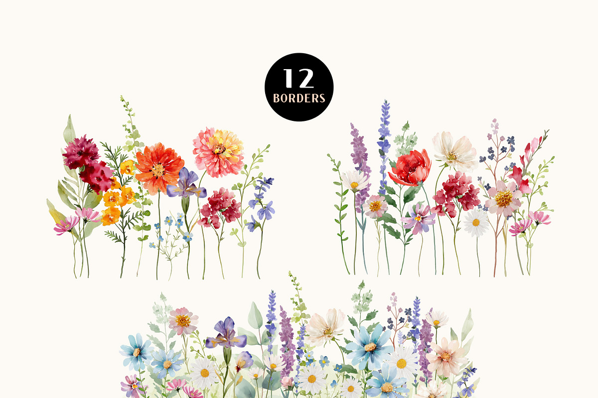 Bright Wildflower Watercolor Clipart, a Decorative Illustration by OKArtHub (Photo 4 of 12)