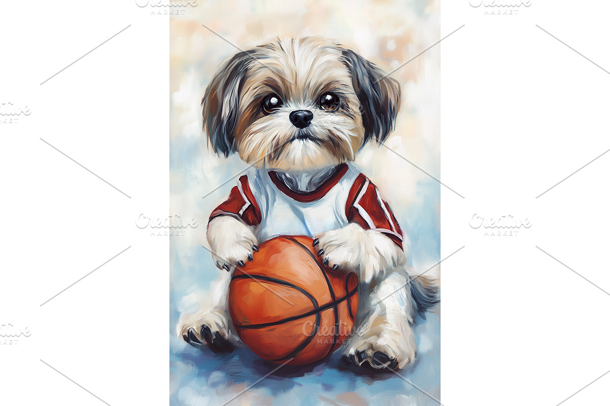 Shih Tzu Dog Lovers Sport Art Print, an Animal Illustration by Art Paradise Studios