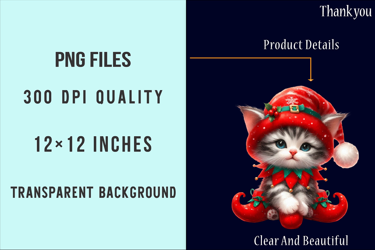 Christmas Kitten clipart bundle, an Illustration by SinaCreation (Photo 4 of 5)