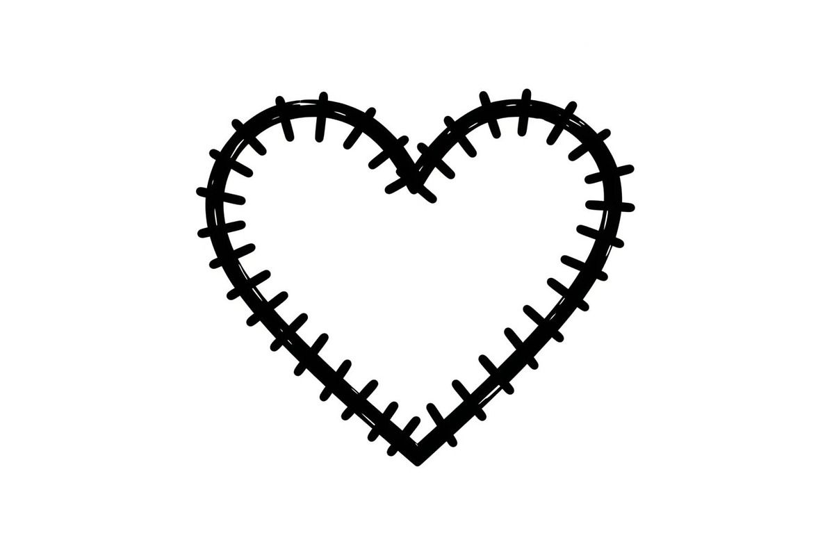 Stitched Heart Silhouette Vector Bun, an Illustration by Designs_River (Photo 14 of 41)