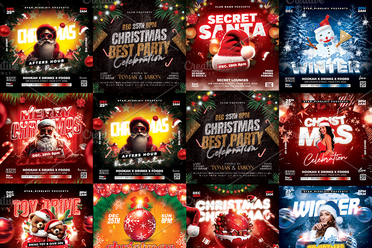 10 Christmas Party Flyer Bundle, a Flyer Template by StarPixles11 (Photo 12 of 12)